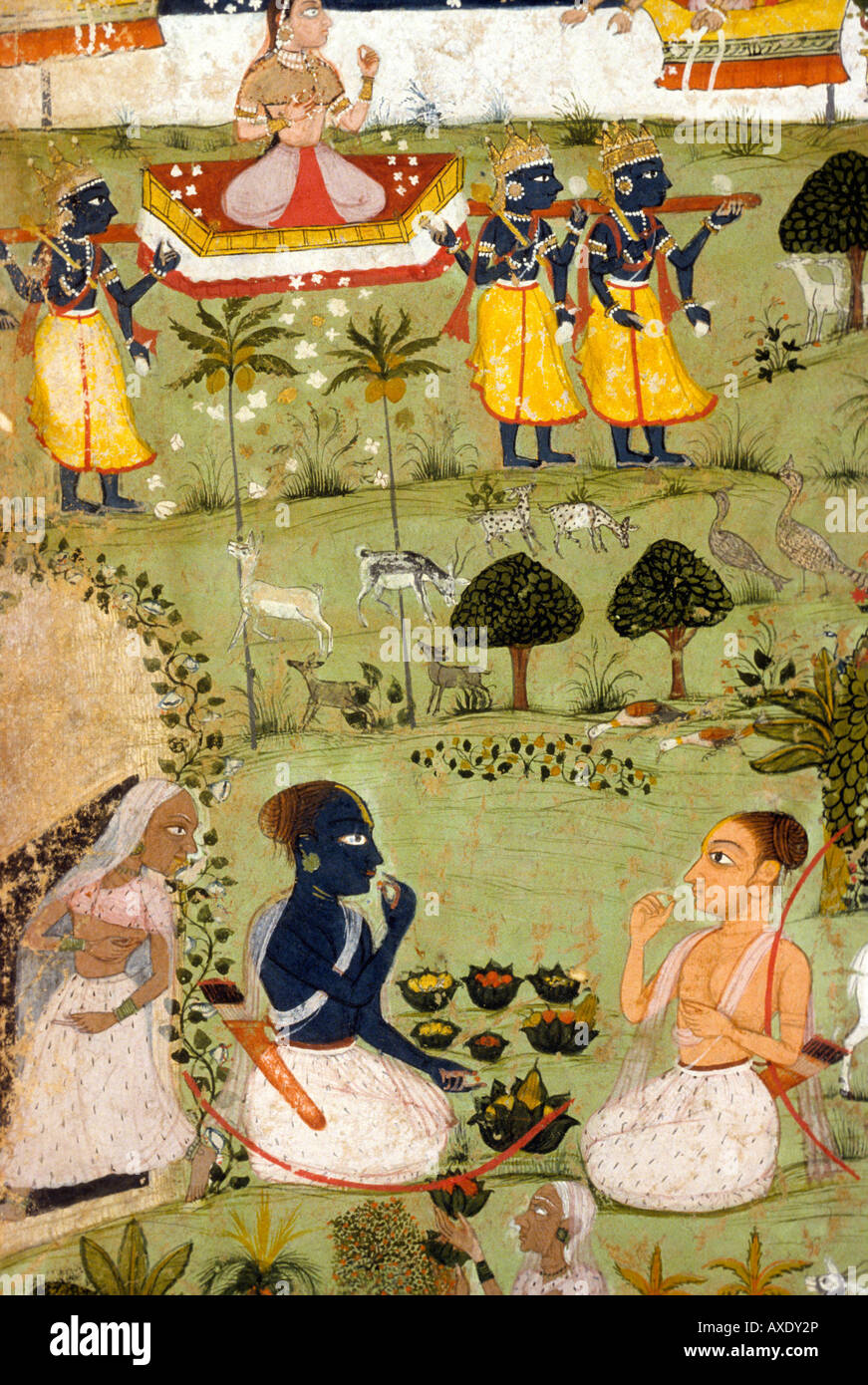 Suwal (Indien) Rama und Lakshmana c 1755 Kanorias. Indische Miniaturmalerei, Rajasthan Indien Stockfoto