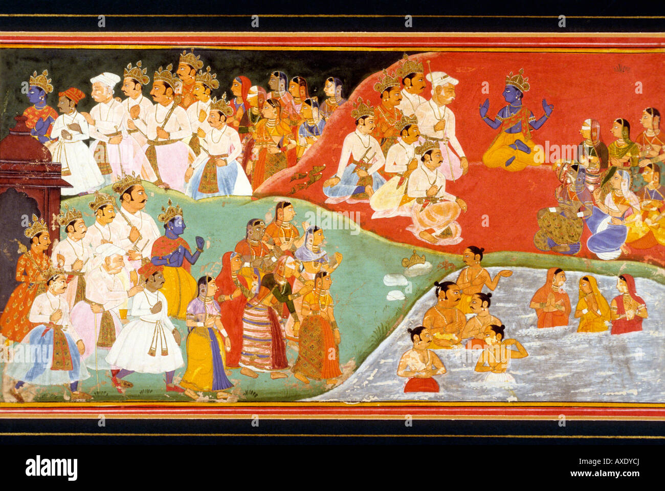 Mewar (Indien) zeremonielle Bad C 1685 Kanorias. Indische Miniaturmalerei, Rajasthan Indien Stockfoto