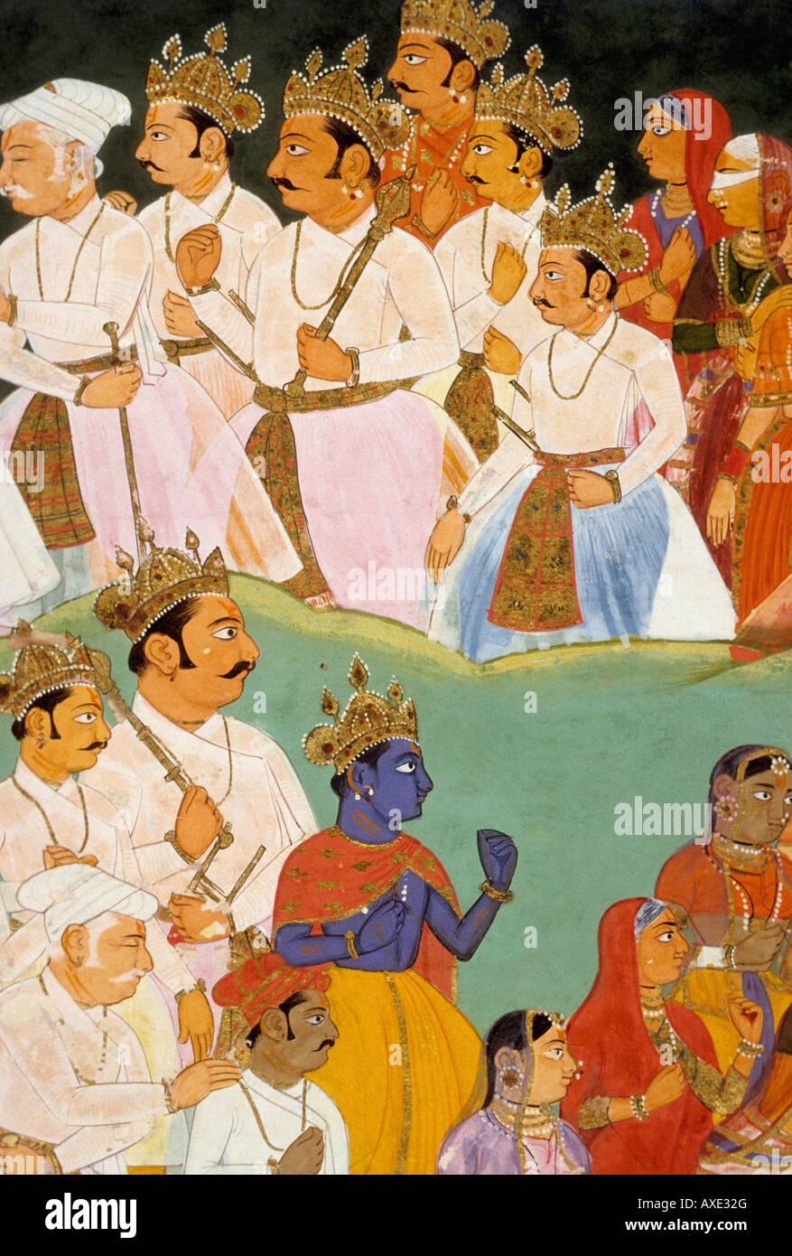 Mewar (Indien) zeremonielle Bad C 1685 Kanorias. Indische Miniaturmalerei, Rajasthan Indien Stockfoto