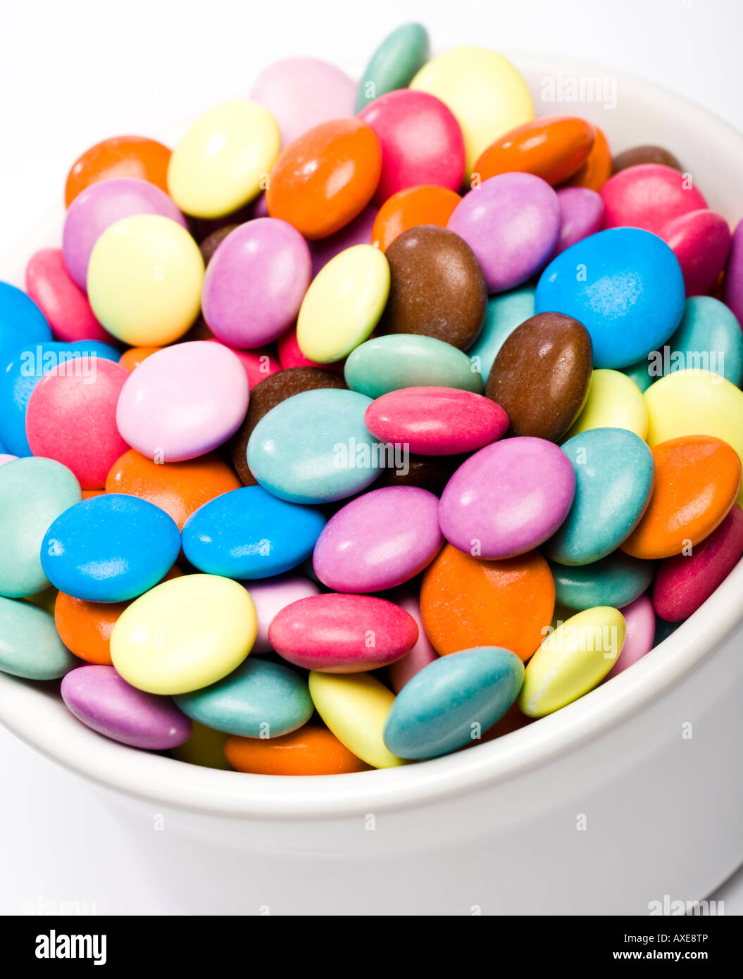 Candy überdachte Pralinen in einer Schüssel hautnah Stockfoto