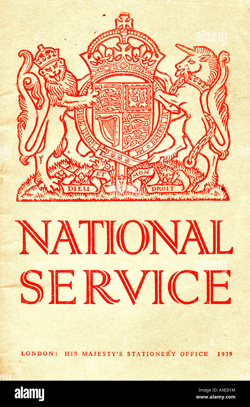 Vorkriegs Gebr. Booklet Wehrdienst Januar 1939 mit Einführung von Premierminister Neville Chamberlain für nur zur redaktionellen Nutzung Stockfoto