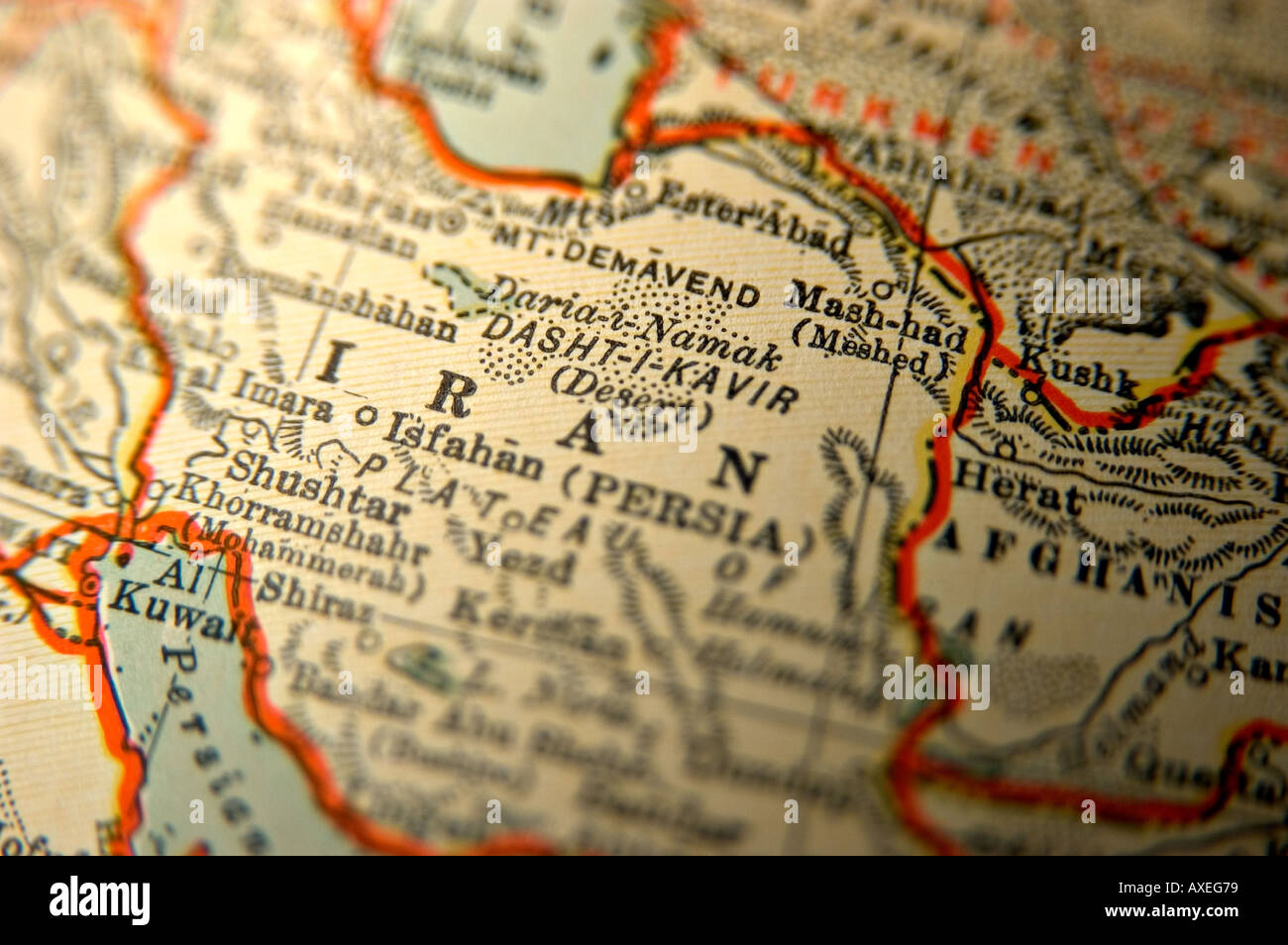Iran auf einer antiken Karte Stockfoto