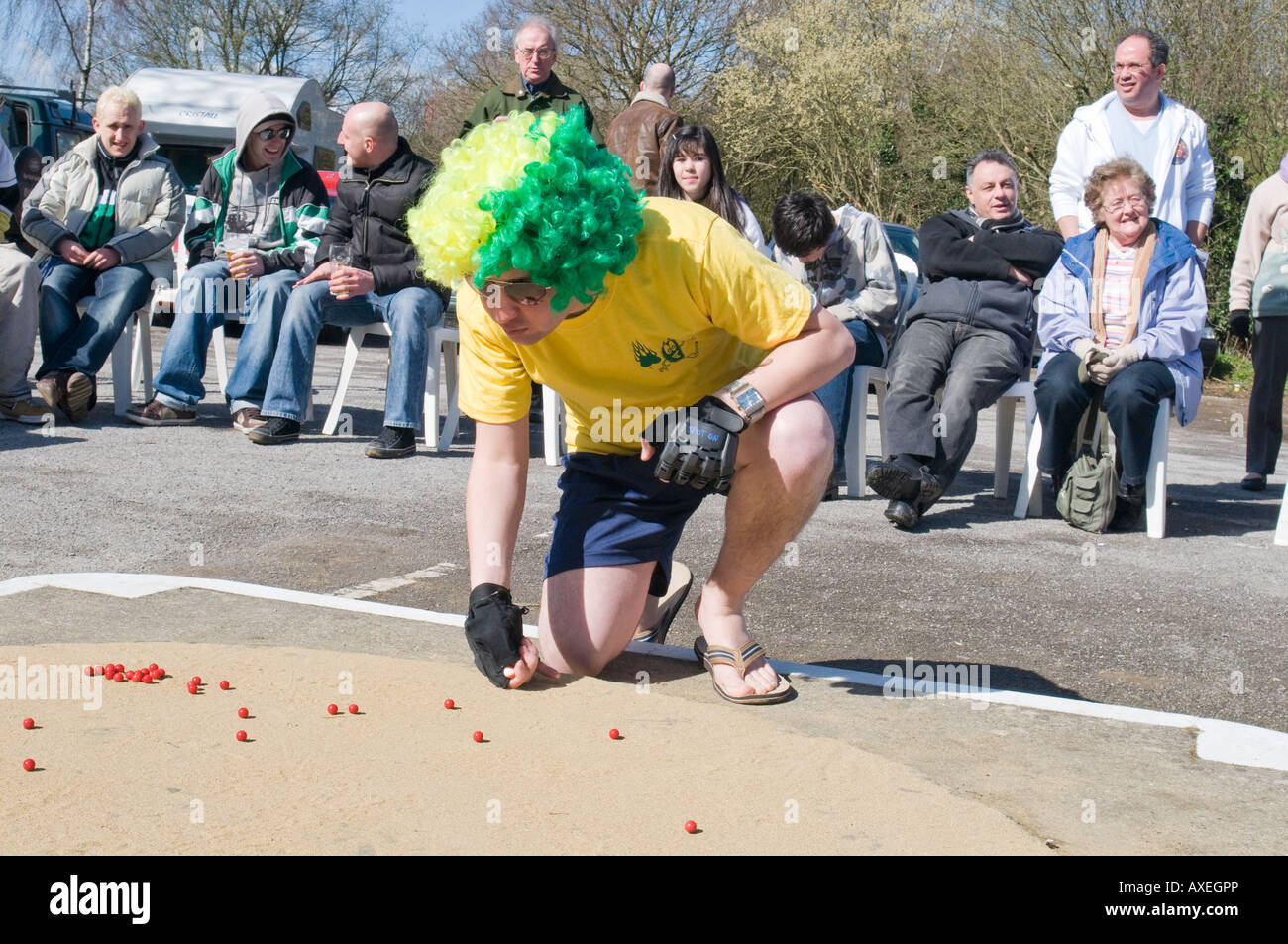 Ein Mitglied der australischen Mannschaft, die Teilnahme an den Murmeln World Championships Stockfoto