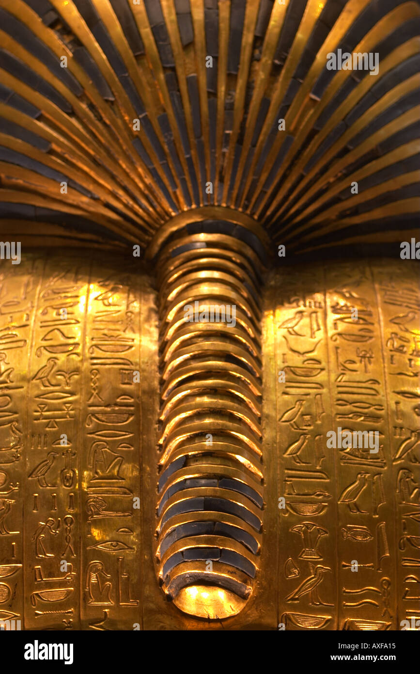 Die Heckansicht des die goldene Totenmaske von Tutanchamun Kairo Museum Stockfoto