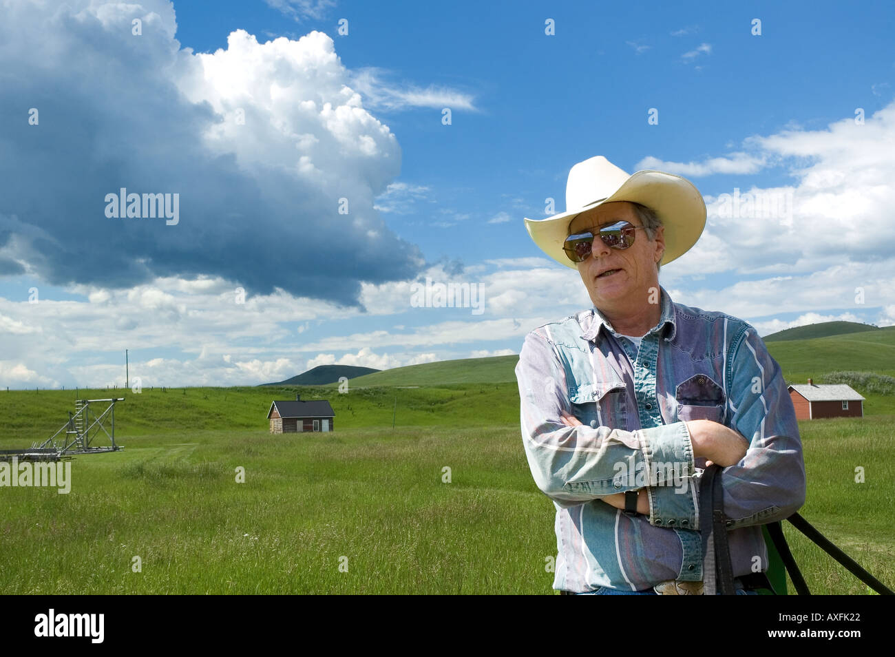Ein Rancher in der Bar U Ranch National Historic Site in Southern Alberta Kanada Stockfoto