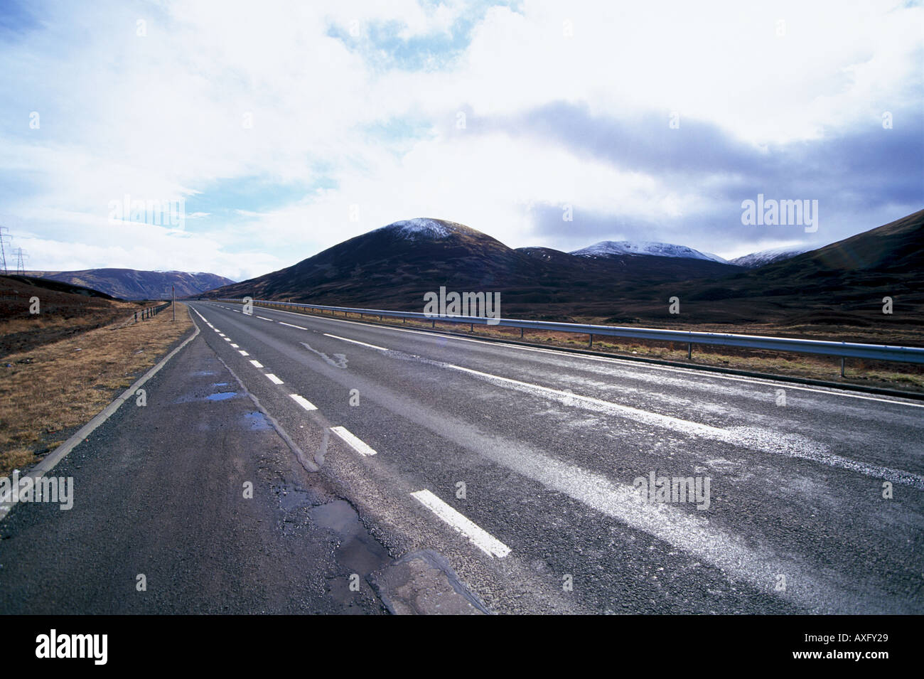 Drumochter Gipfel der A9 nach Süden, Grampians, Perthshire, Schottland Stockfoto