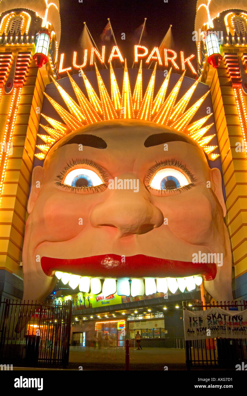 Luna Park Fun Fair Sydney bei Nacht Stockfoto