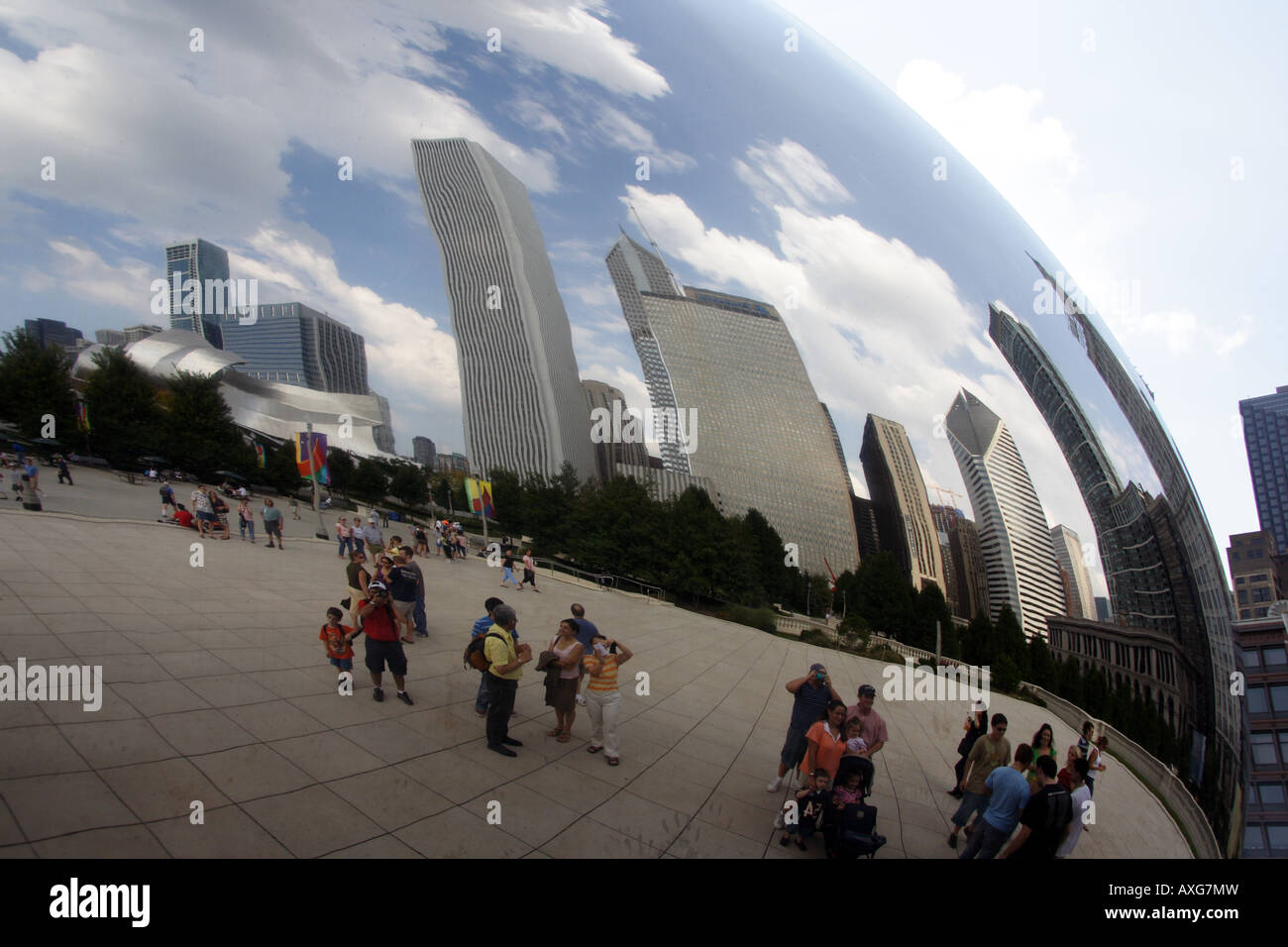 Riesen Bohnen. Cloud Gate. Millennium Park Chicago. Hochzeitsbild. Stockfoto