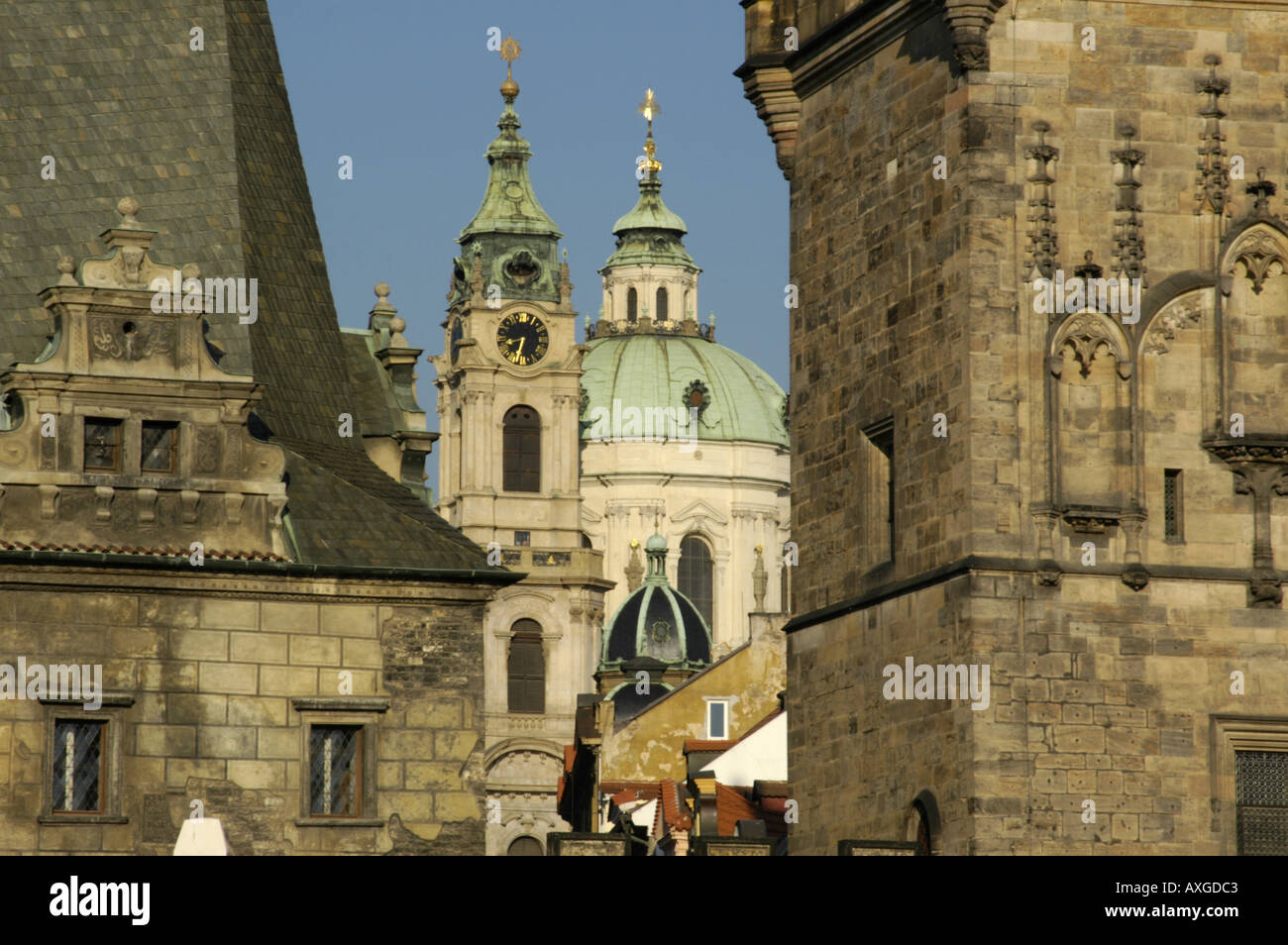 Prag, Ende Carls Brücke, Eingang zum Berg Hradschin Stockfoto