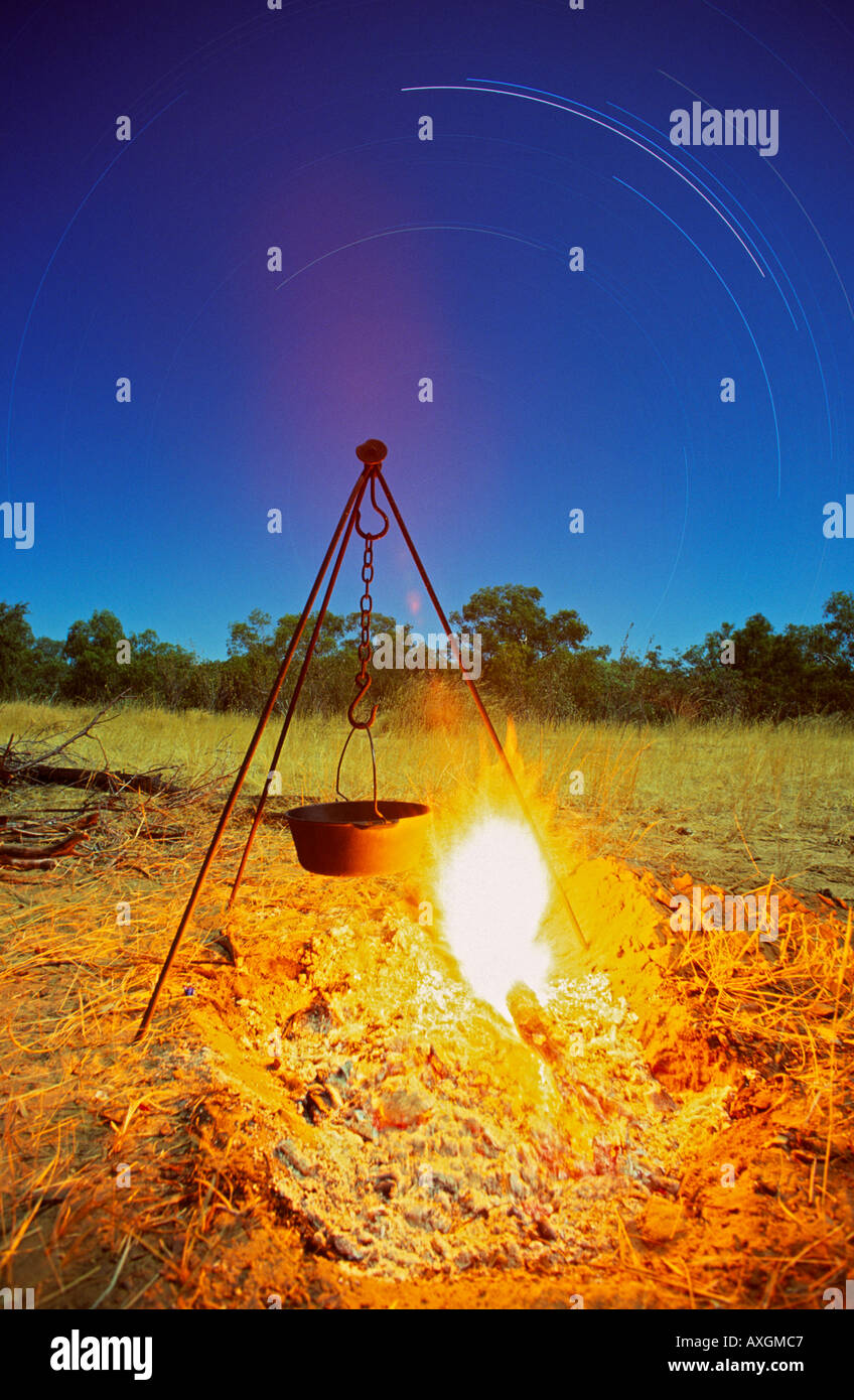 Camp-Szene, Outback Queensland, Australien Stockfoto