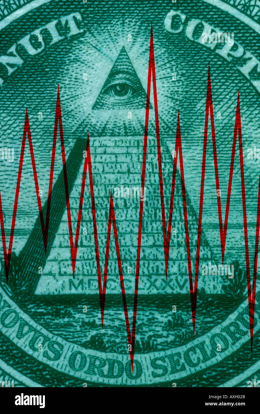 Nahaufnahme Detail von einer ein-Dollar-Rechnung USA abstrakt Stockfoto