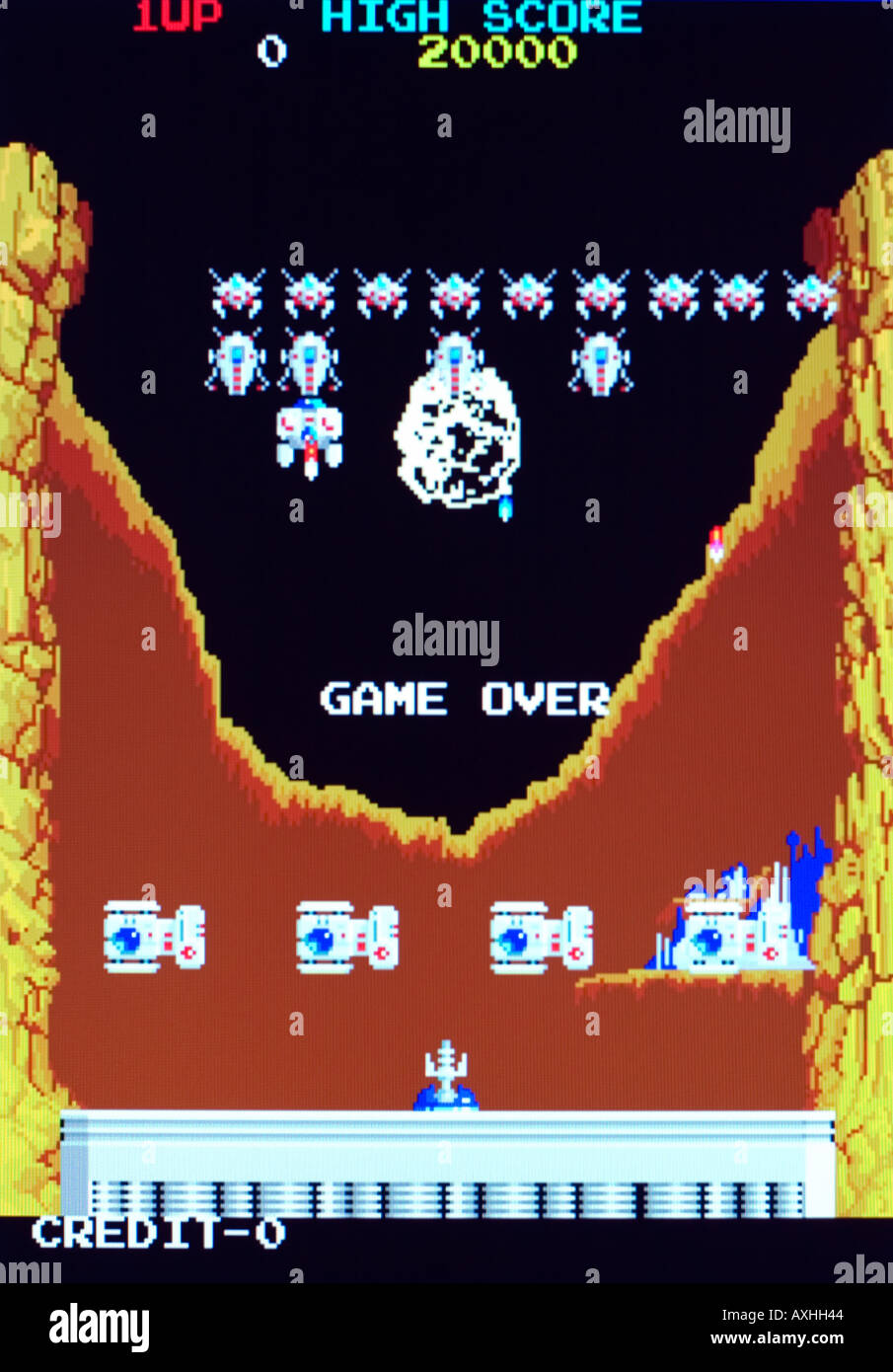 Rückkehr von den Invasoren Taito 1985 Vintage Arcade Videospiel Screenshot - nur zur redaktionellen Nutzung Stockfoto