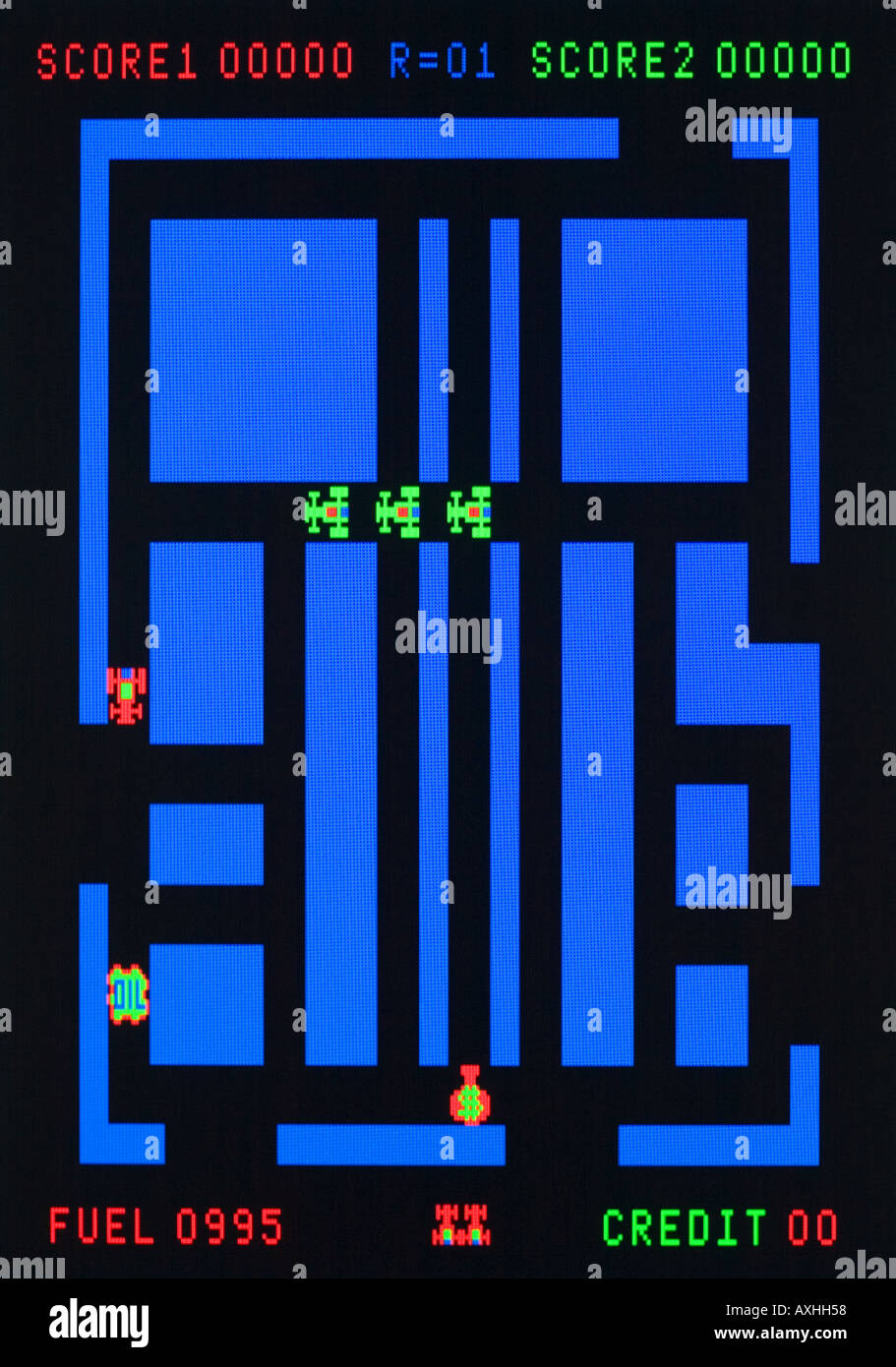 Route 16 Tehkan Sun Electronics Corp Centuri 1981 Vintage Arcade Videospiel Screenshot - nur zur redaktionellen Nutzung Stockfoto