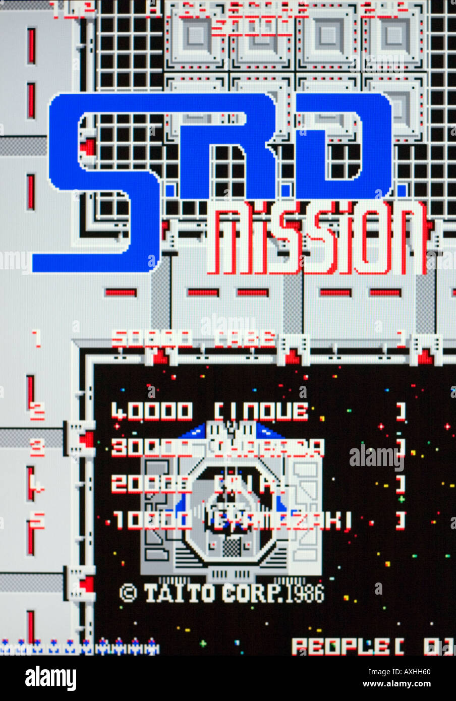 S R D SRD Mission Taito 1986 Vintage Arcade Videospiel Screenshot - nur zur redaktionellen Nutzung Stockfoto