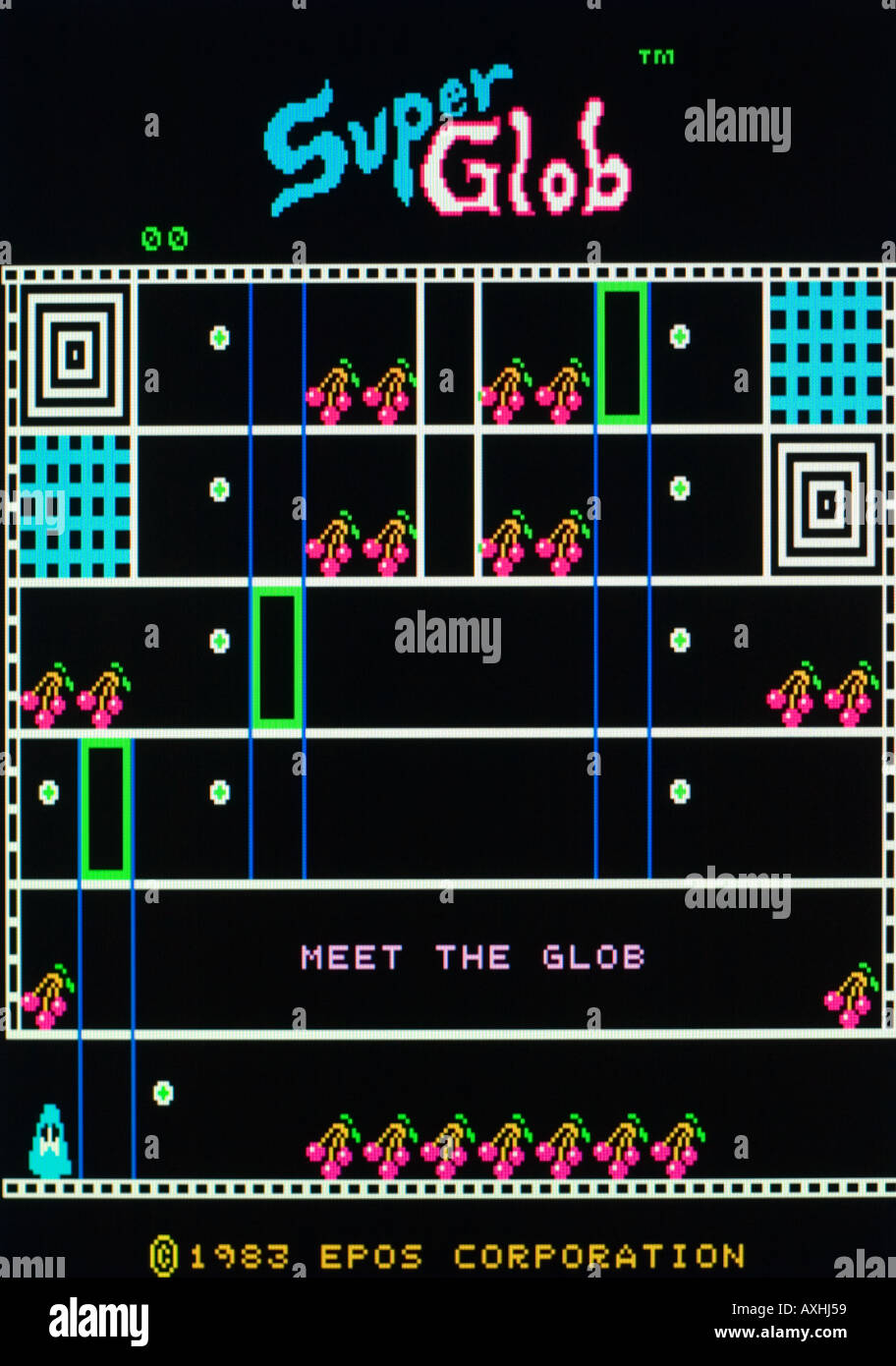 Super Glob Epos Corporation 1983 Vintage Arcade Videospiel Screenshot - nur zur redaktionellen Nutzung Stockfoto