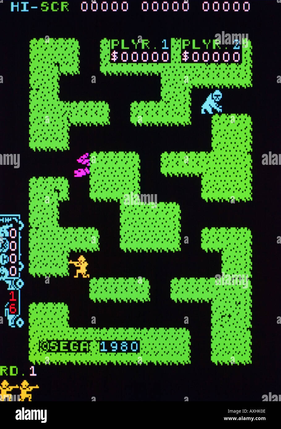 Beruhigungsmittel Gun Sega 1980 Vintage Arcade Videospiel Screenshot - nur zur redaktionellen Nutzung Stockfoto