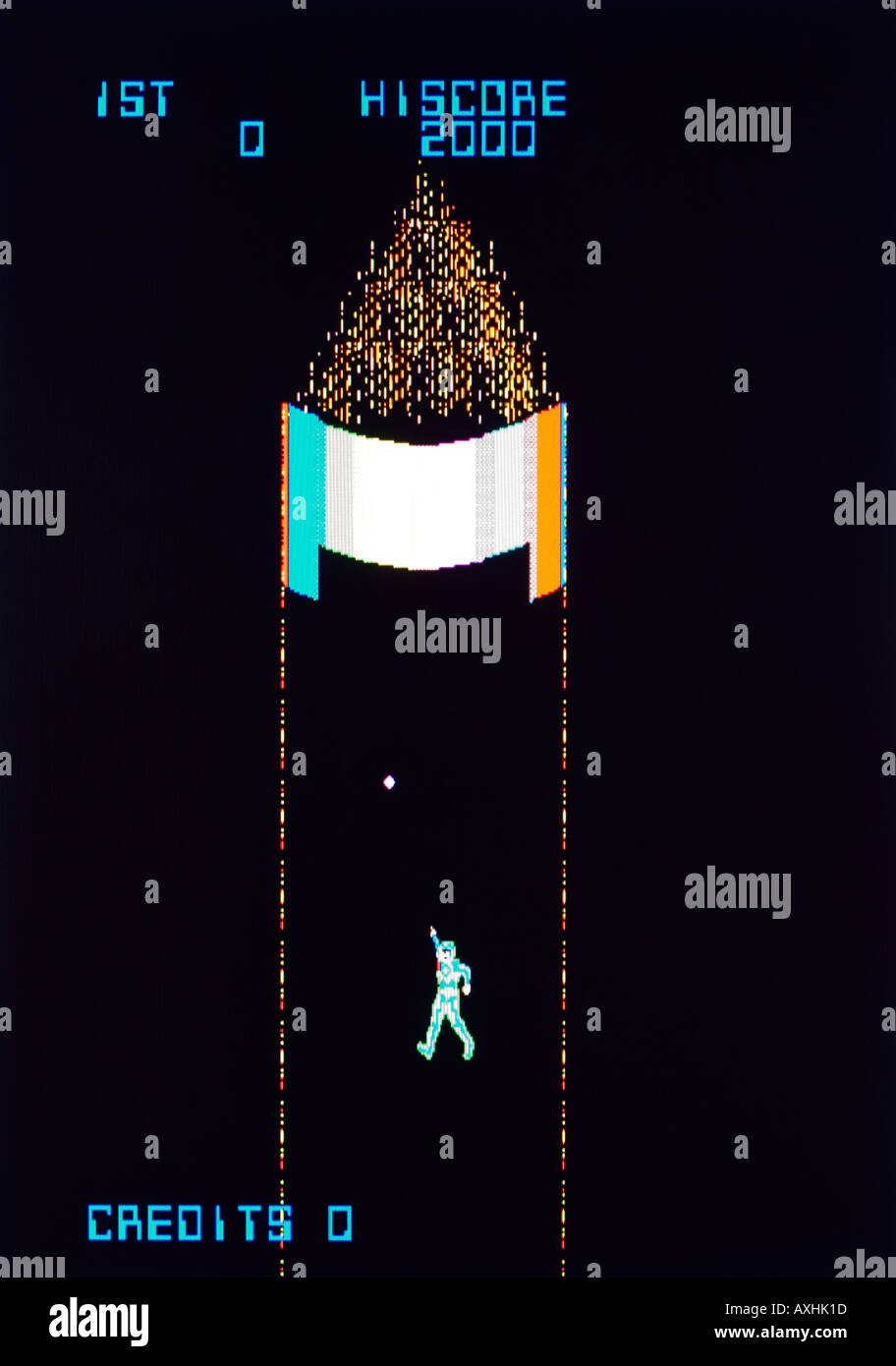 Tron Bally Midway Mfg Co Walt Disney Productions 1983 Vintage Arcade Videospiel Screenshot - nur zur redaktionellen Nutzung Stockfoto