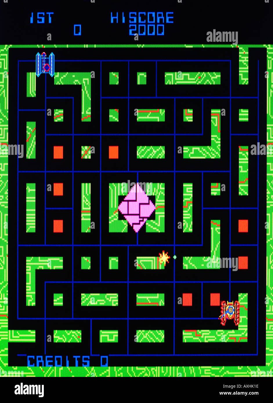 Tron Bally Midway Mfg Co Walt Disney Productions 1983 Vintage Arcade Videospiel Screenshot - nur zur redaktionellen Nutzung Stockfoto