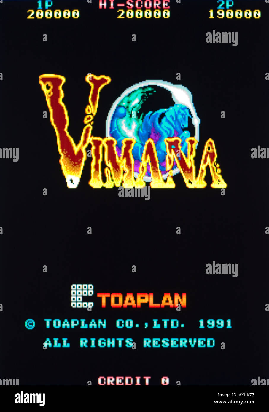 Vimana Toaplan Co Ltd 1991 Vintage Arcade Videospiel Screenshot - nur zur redaktionellen Nutzung Stockfoto