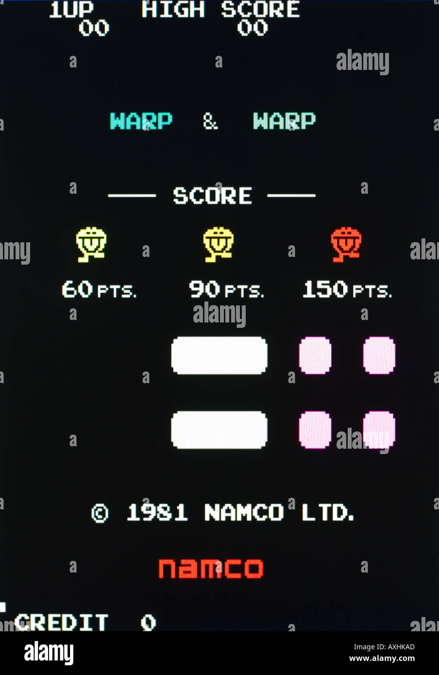 Krieg Warp Namco 1981 Vintage Arcade Videospiel Screenshot - nur zur redaktionellen Nutzung Stockfoto