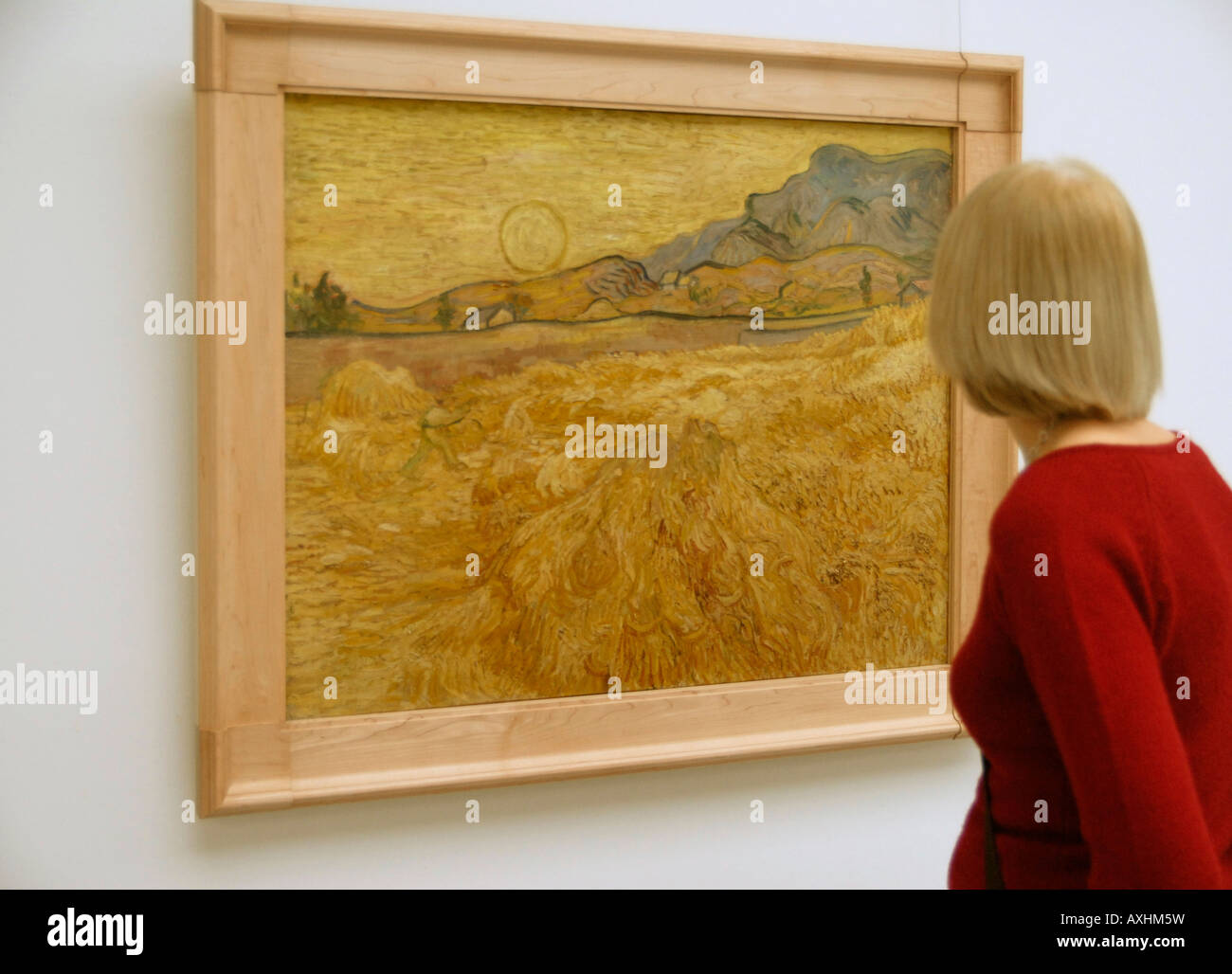 Frau ein Landschaftsgemälde von Vincent Van Gogh in den Niederlanden Kröller Müller Museum zu bewundern Stockfoto
