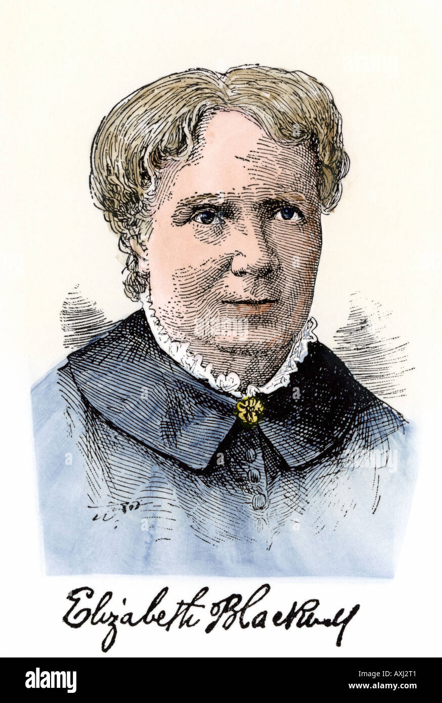 Elizabeth Blackwell erste Frau Arzt in modernen Zeiten. Hand - farbige Holzschnitt Stockfoto