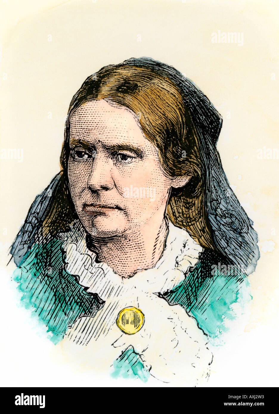 Susan B Anthony. Hand - farbige Holzschnitt Stockfoto