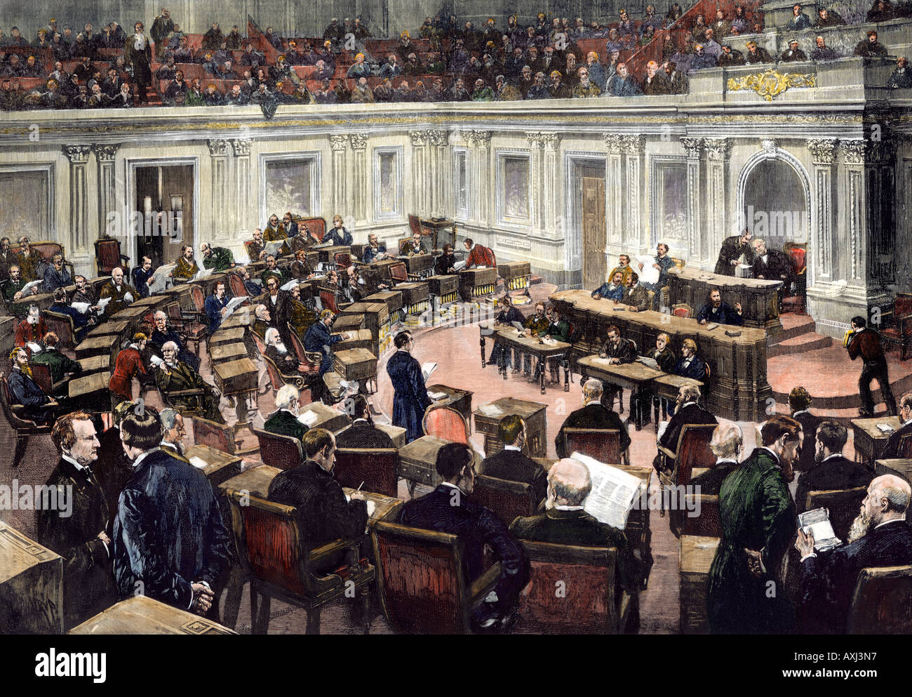 US-Senat in der Sitzung 1880. Hand - farbige Holzschnitt Stockfoto