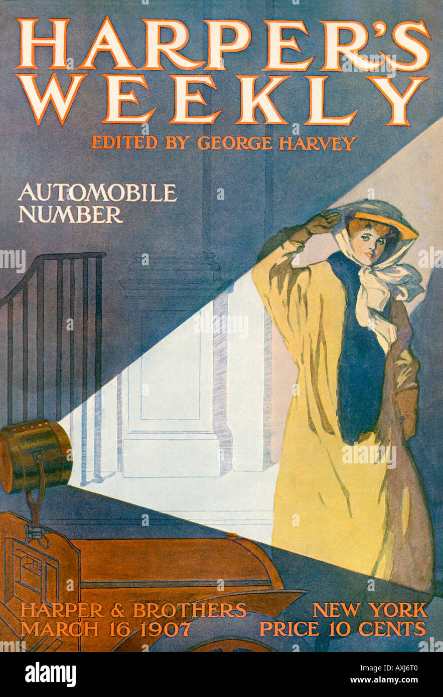 Harpers Weekly special Automobil Ausgabe behandeln 1907. Farblithographie Stockfoto