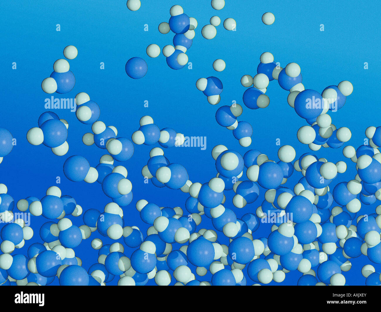 Moleküle des Wassers H2O Stockfoto
