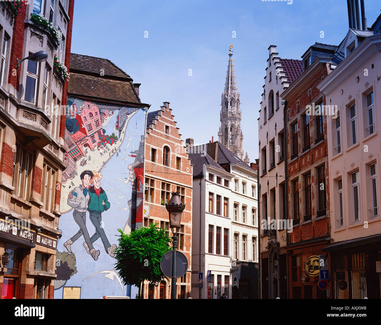 BELGIEN-BRÜSSEL-COMIC-STRIP-WAND-WANDBILD Stockfoto
