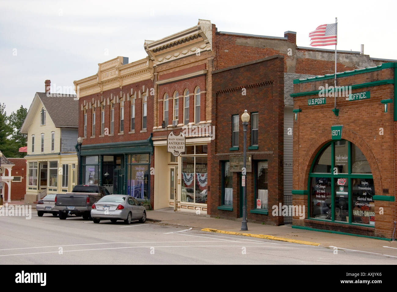 Kleinstadt Hauptstraße an West Branch, Iowa der Geburtsort von Herbert  Hoover Stockfotografie - Alamy