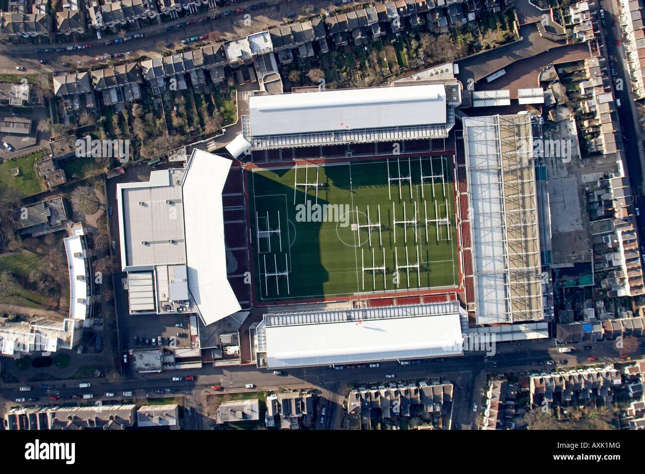 Hohen Ebene vertikale Luftaufnahme unten der Arsenal Football Club Highbury-Stadion London N7 N5 England UK Januar 2006 Stockfoto