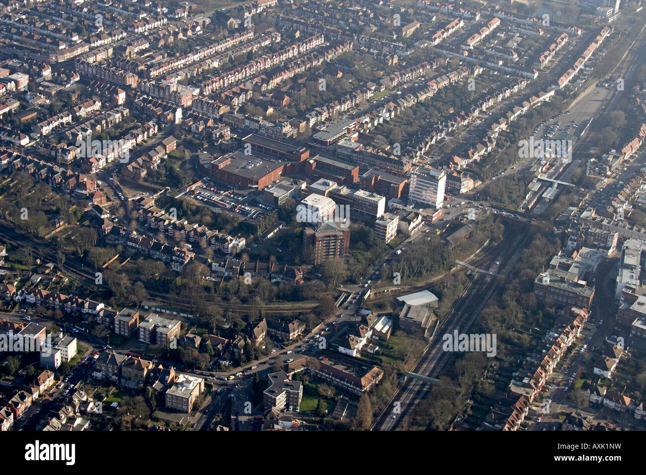 Hohen Niveau schrägen Luftbild östlich von Finchley Nether Street London N3 England UK Januar 2006 Stockfoto