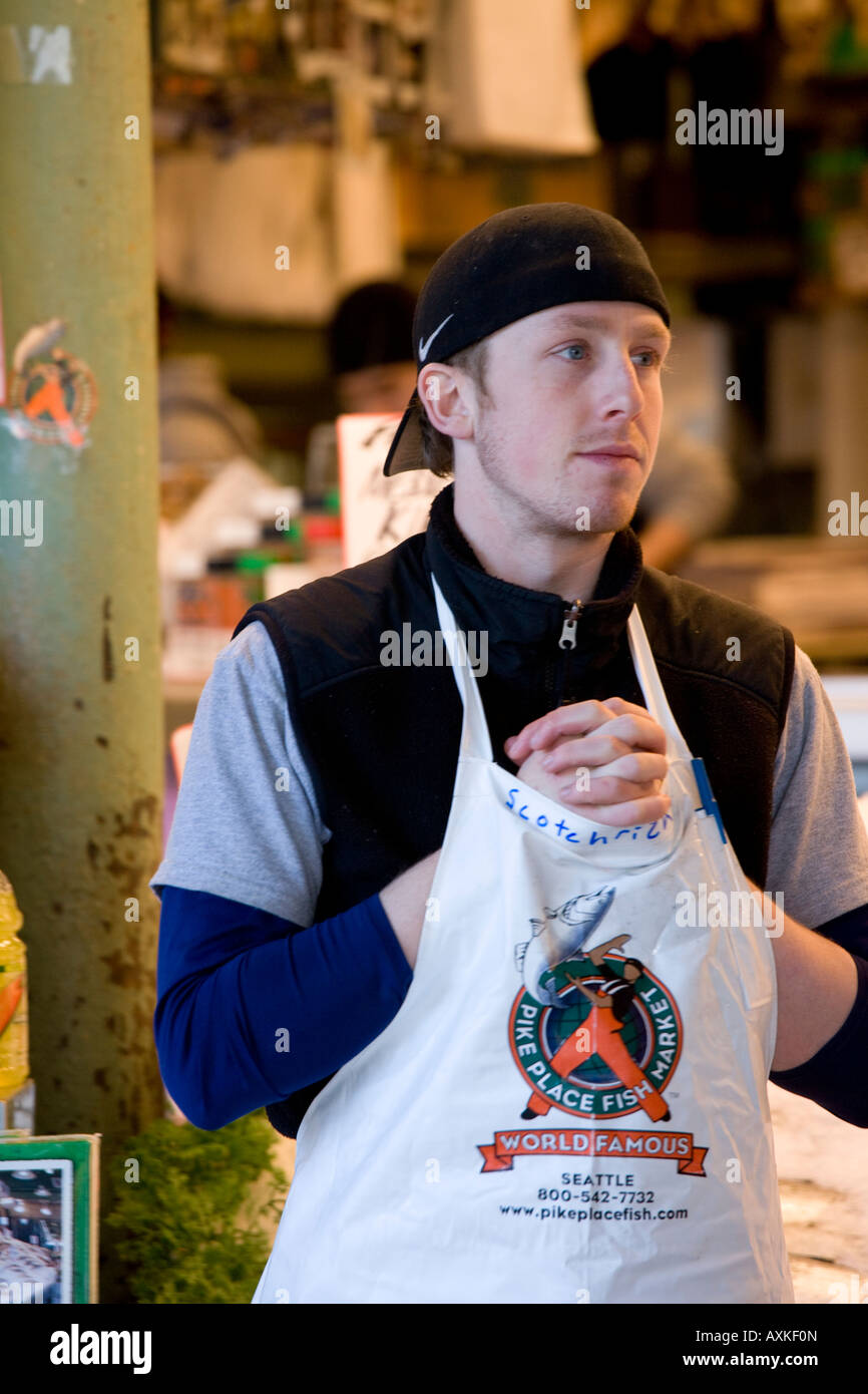 USA US-Bundesstaat Washington Seattle Fischhändler am Pike Place Market Seattle Stockfoto