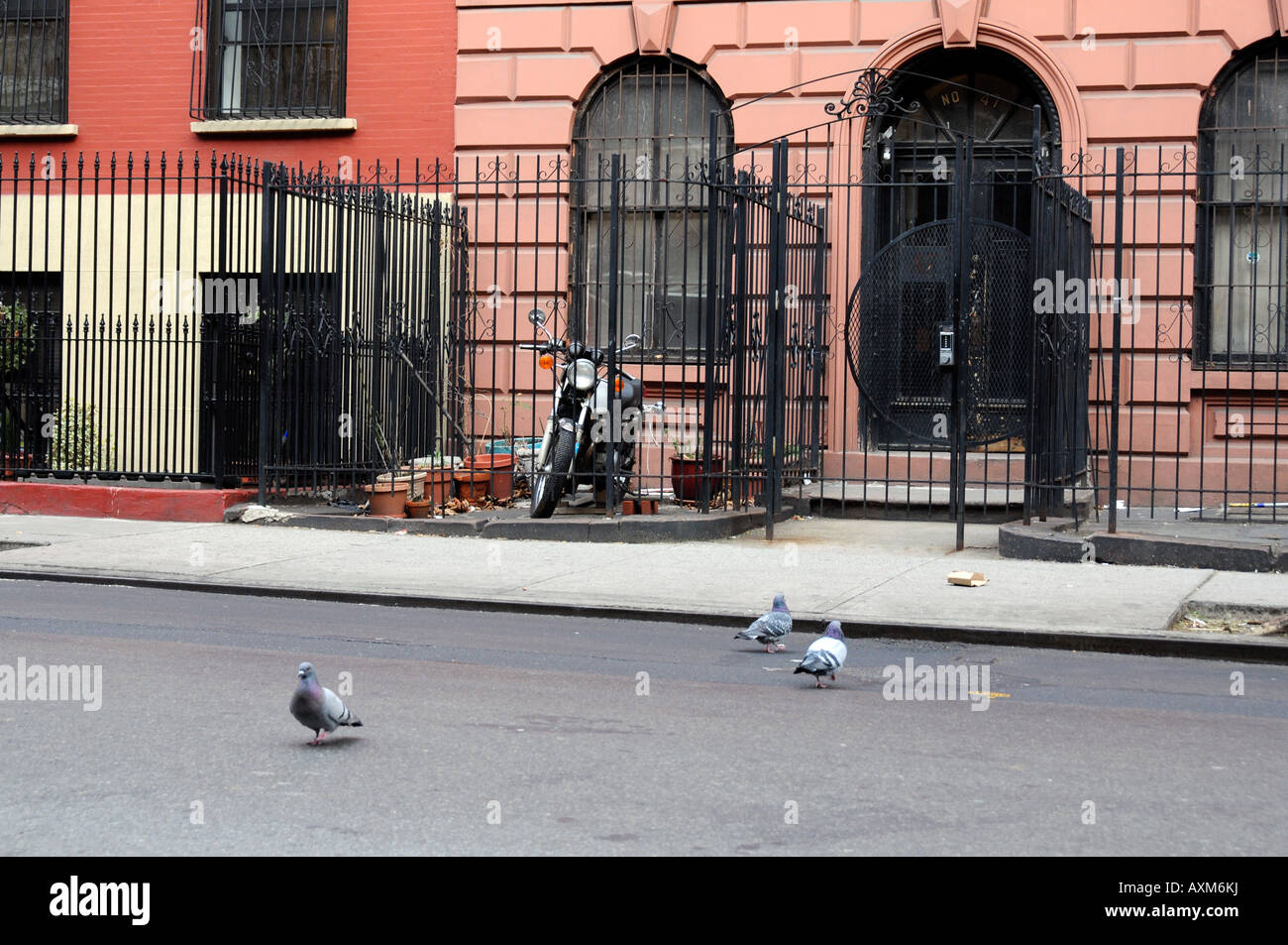 Vorgarten auf St Marks Platz East Village in New York City USA Stockfoto