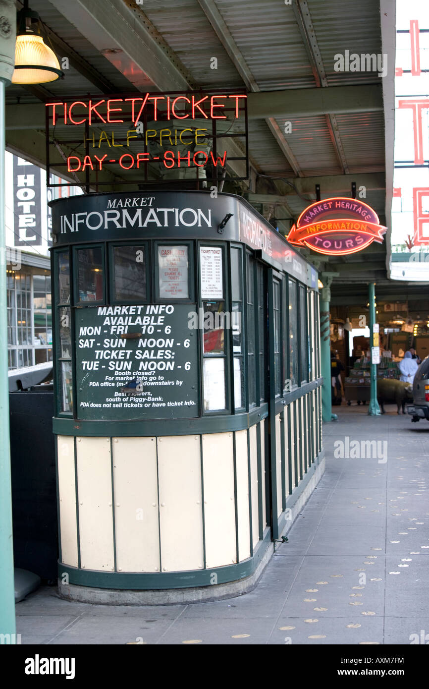 Seattle Washington State USA Infostand am Pike Place market Stockfoto