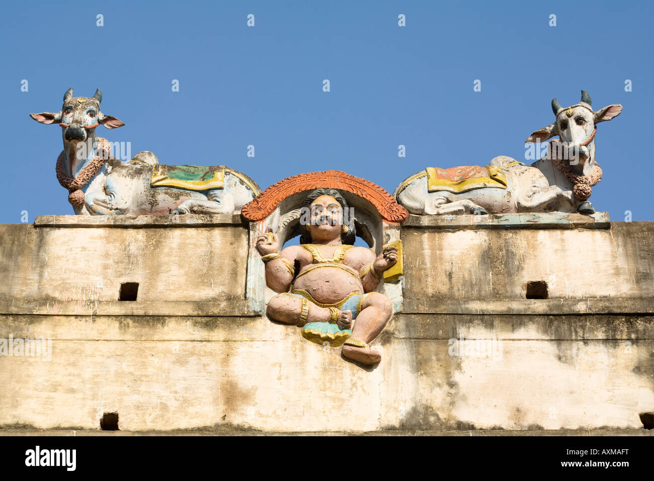 Hindu-Gottheit, geschnitzt, Meenakshi Tempel, Madurai, Tamil Nadu, Indien Stockfoto