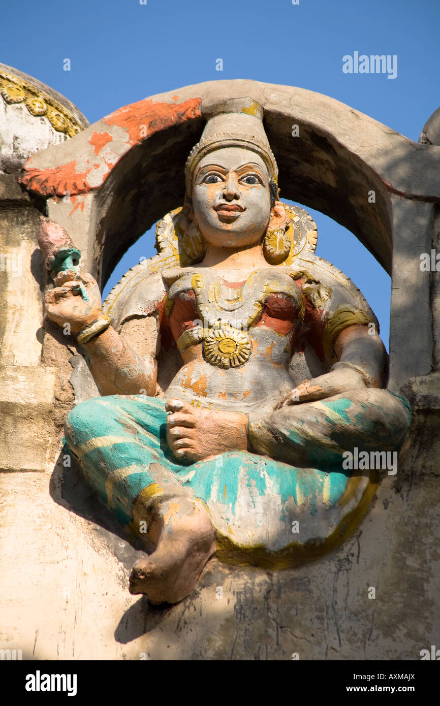 Hindu-Gottheit, geschnitzt, Meenakshi Tempel, Madurai, Tamil Nadu, Indien Stockfoto