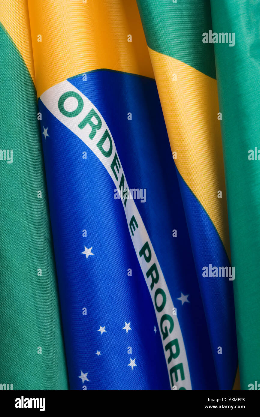 Nahaufnahme der Flagge von Brasilien Stockfoto