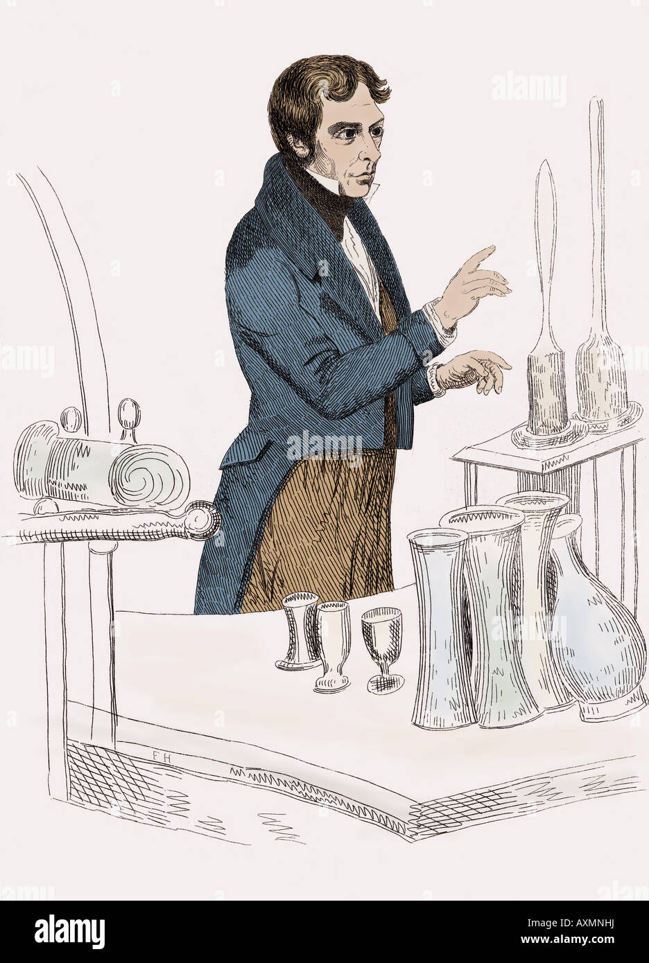 Michael Faraday (1791-1867) englische Buchbinder und Wissenschaftler. Stockfoto