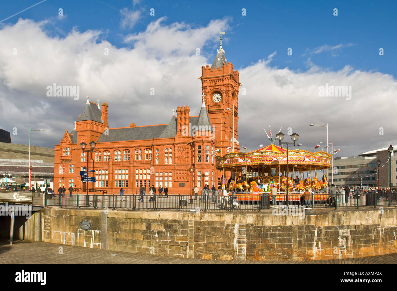 Das Pierhead Gebäude, ehemaliger Sitz der Bute Dock Company in Cardiff Bay. Stockfoto