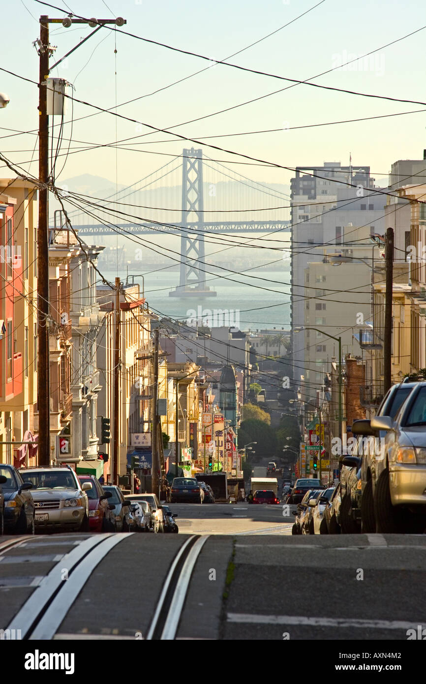 Steile Straße in San Francisco CA Stockfoto