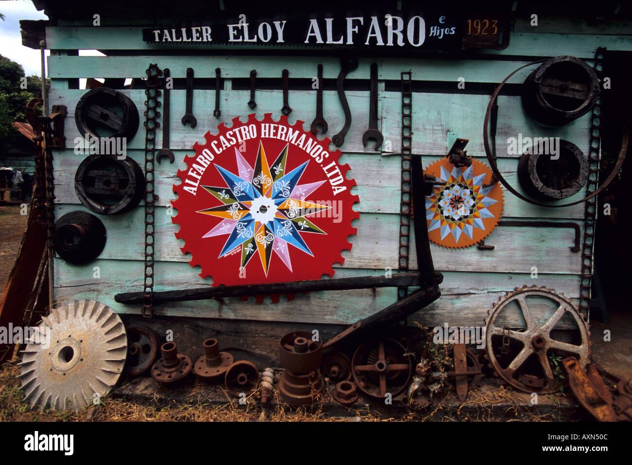 Sarchi, Costa Rica. Fabrica de Carreta Wagen Fabrik größer Eloy Alfaro Stockfoto