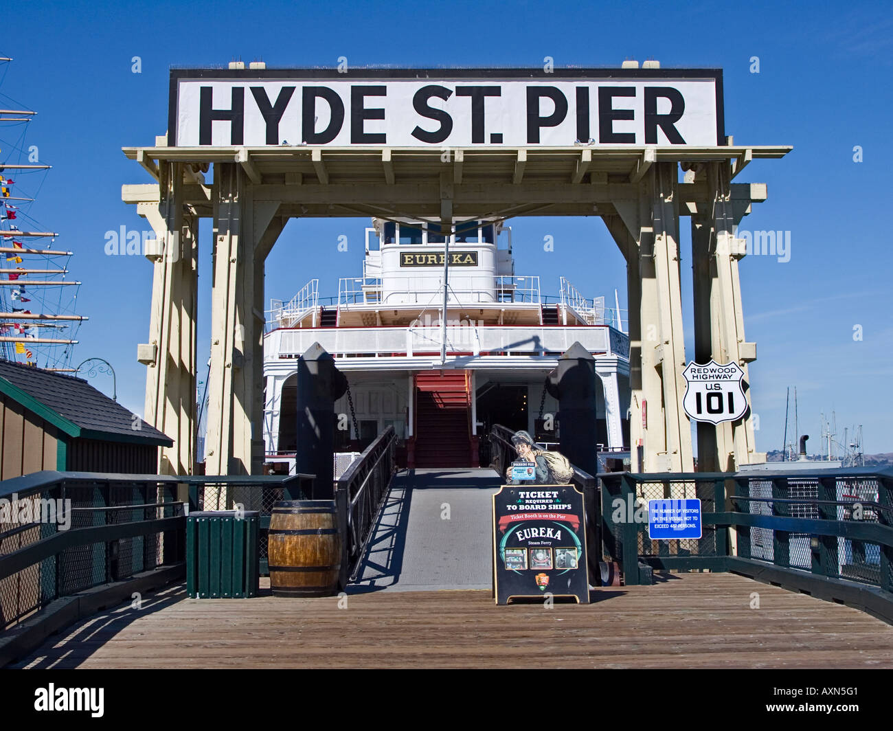 Hyde Street Pier in Fishermen es Wharf, San Francisco CA Stockfoto