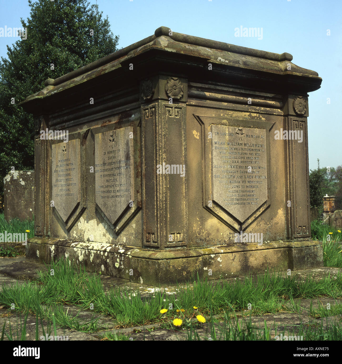 Joseph Paxtons Grab, Derbyshire, England Stockfoto