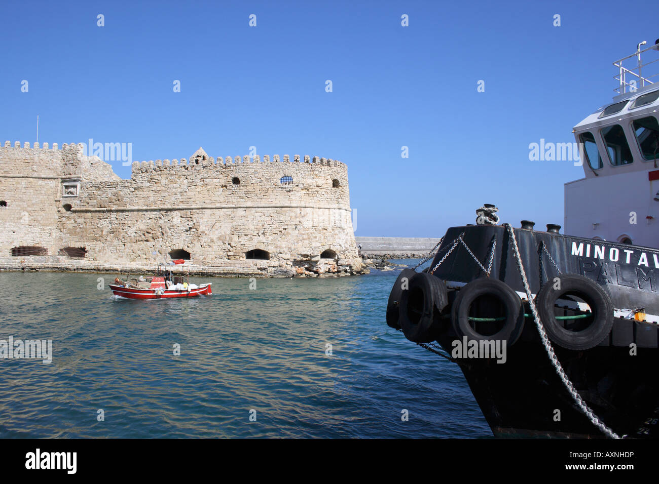 Hafen und Festung in der Stadt von Heraklion, Kreta, Griechenland, Europa. Foto: Willy Matheisl Stockfoto
