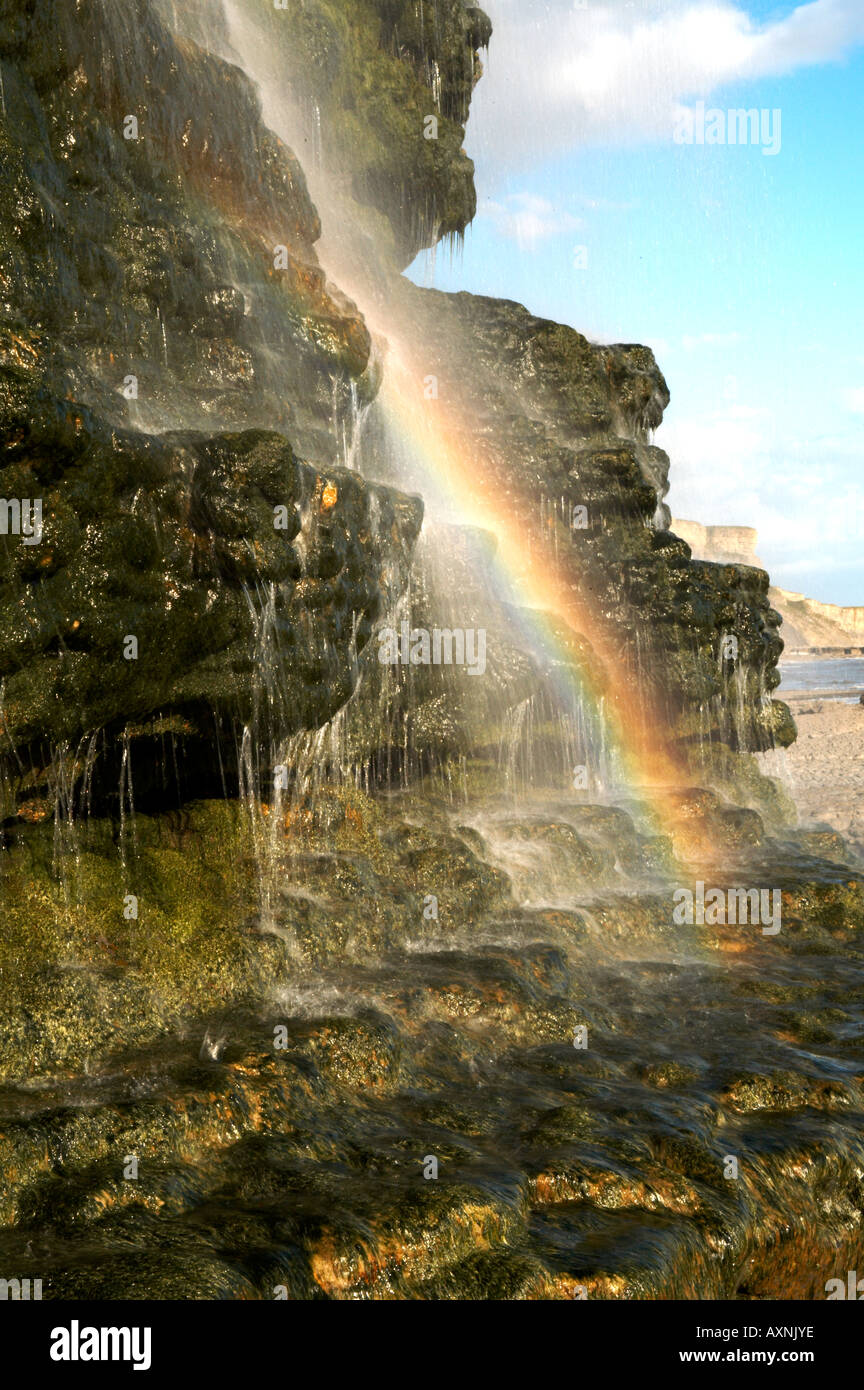 Nant Cwm Mawr Rainbow Spray Traeth Bach Heritage Coast Southerndown South Wales Stockfoto