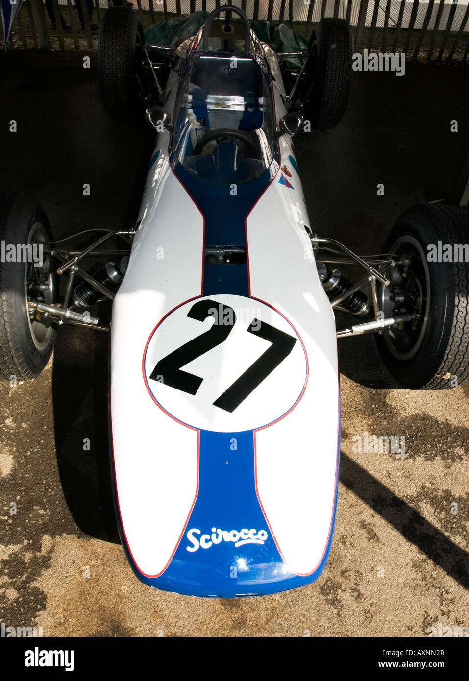 Nummer 27 Platte auf historischen Vintage classic Nostalgie racing Formel 1 F1 Auto Automobil Scirocco Stockfoto