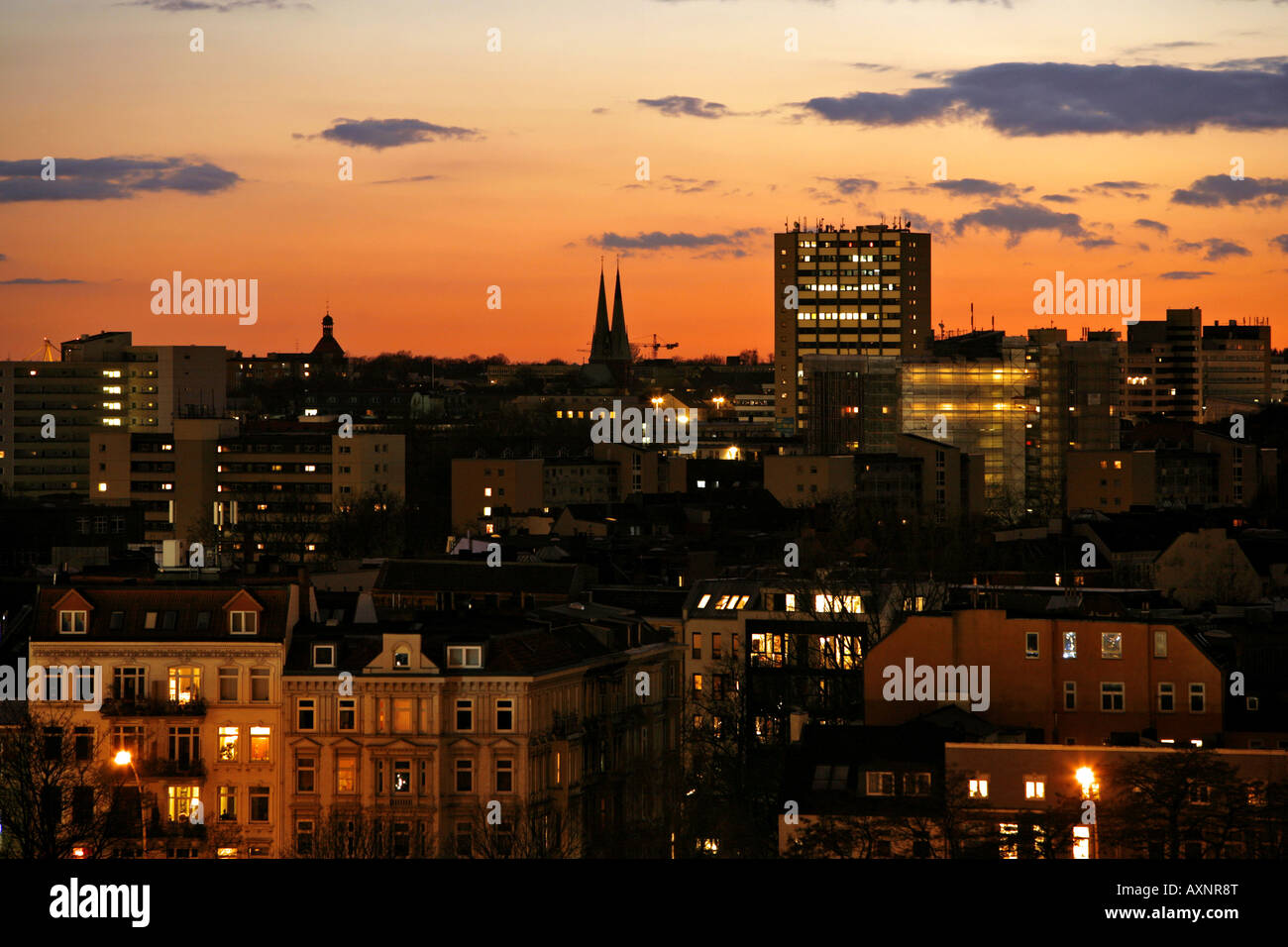Sonnenuntergang, St. Pauli, Hamburg, Deutschland Stockfoto